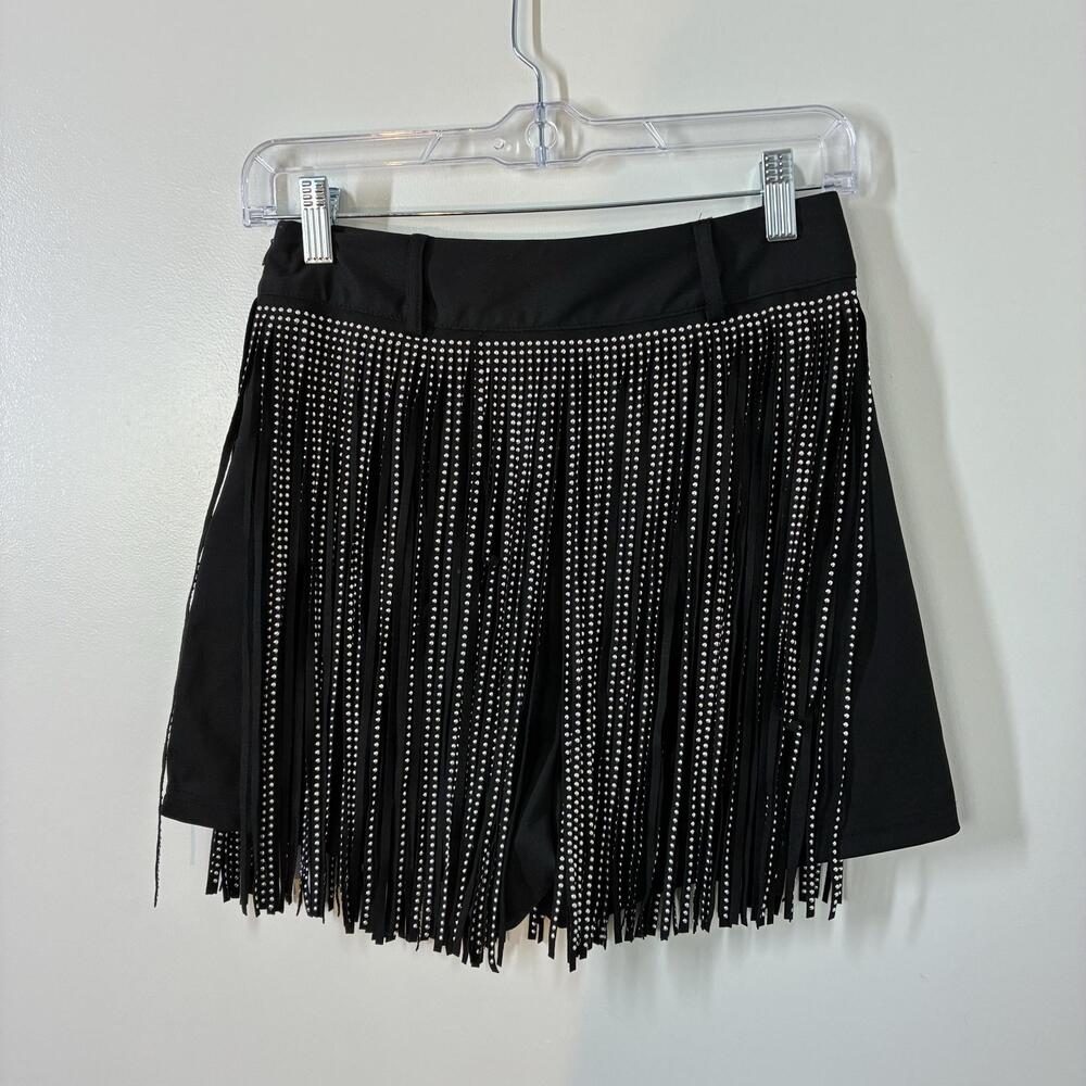 Cloud Ten Shorts Womens Small Black Rhinestone Fringe Hot Pants Festival Party